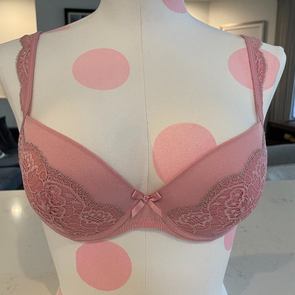Marie Jo Alessandra Plunge Lace Bra Style 0101926 in Venetian Pink Sz 34C (UK)